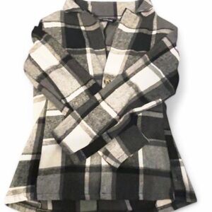 Black and White Lightweight Plaid Shirt Jacket